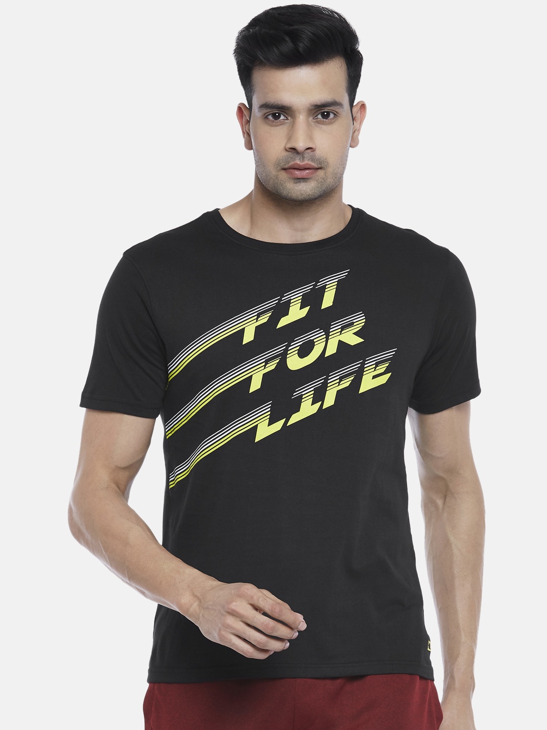 Ajile by Pantaloons Men Typography Printed Pure Cotton T-shirt, Black