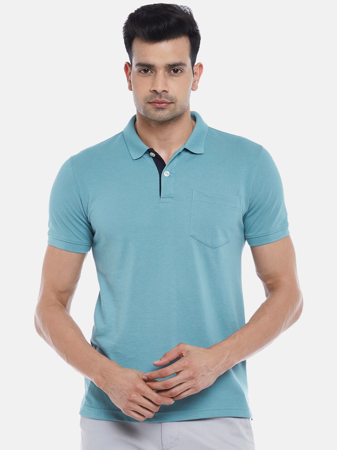 

BYFORD by Pantaloons Men Green Polo Collar T-shirt
