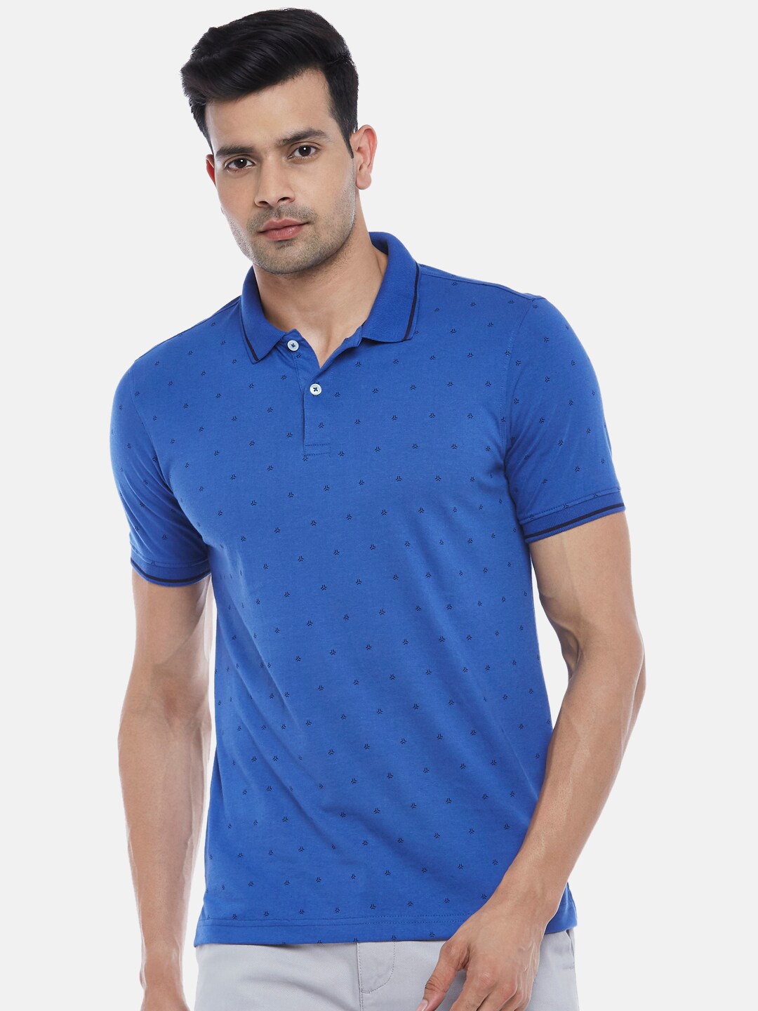 

BYFORD by Pantaloons Men Blue Polo Collar Slim Fit T-shirt