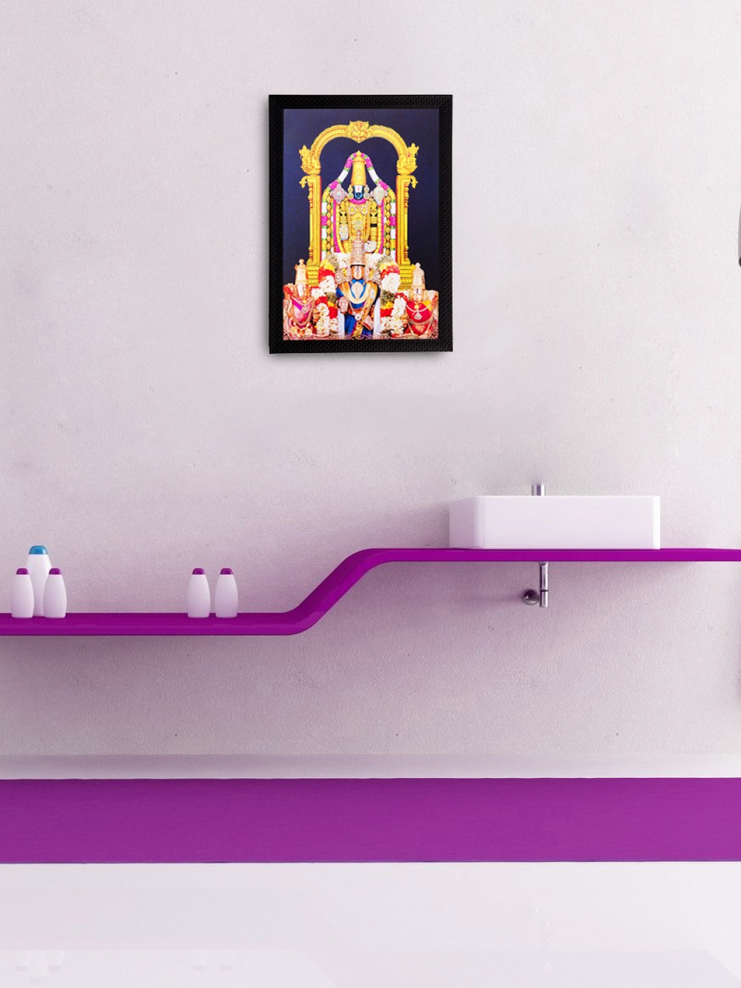

eCraftIndia Multicoloured Lord Balaji UV Wall Art, Multi