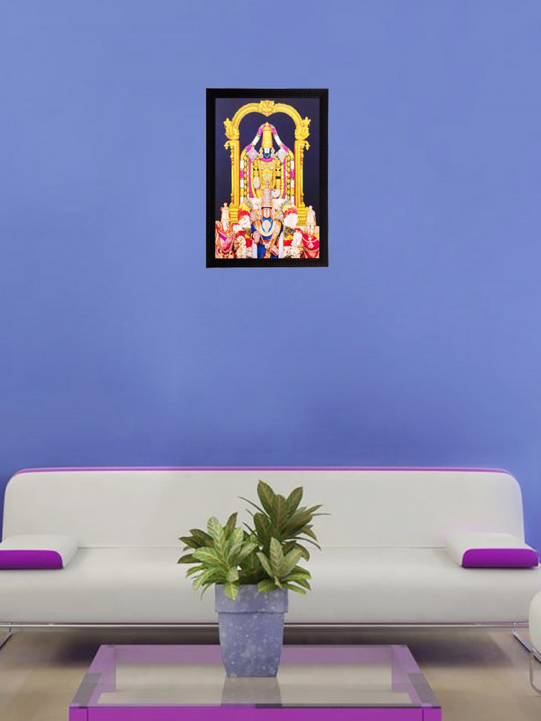 

eCraftIndia Multicoloured Lord Balaji UV Wall Art, Multi