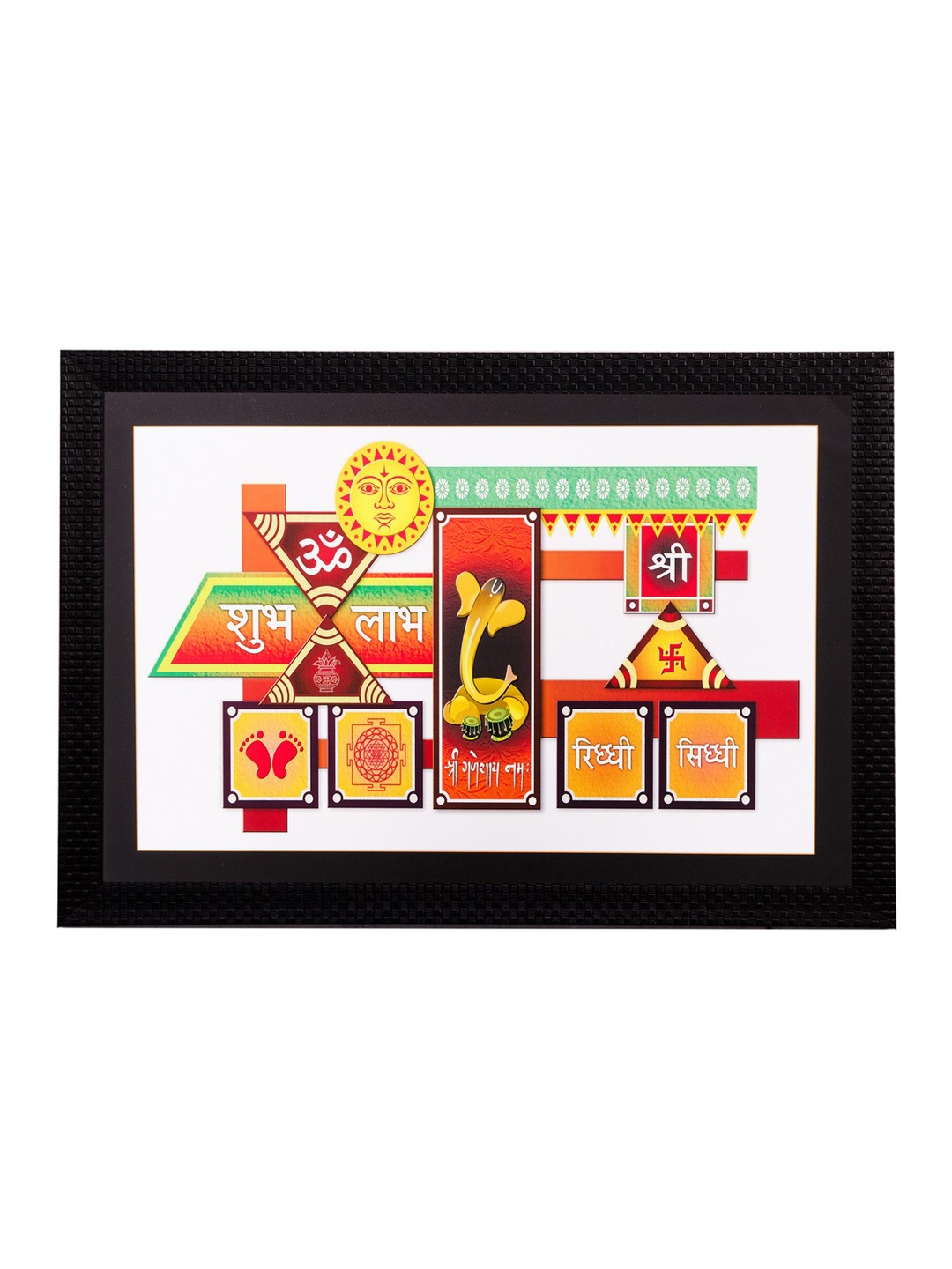 

eCraftIndia Multicoloured Shubh Laabh Framed Wall Art, Multi
