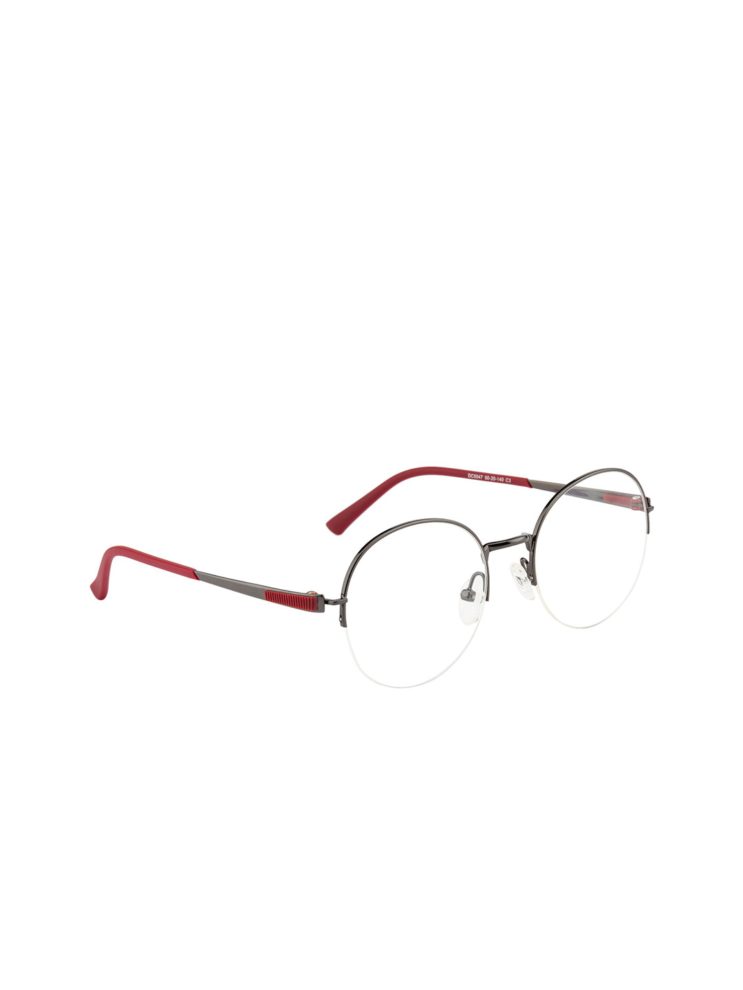 

Ted Smith Adult Grey & Maroon Half Rim Round Frames