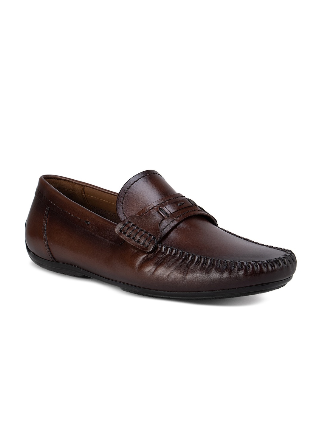 

ROSSO BRUNELLO Men Coffee Brown Leather Loafers