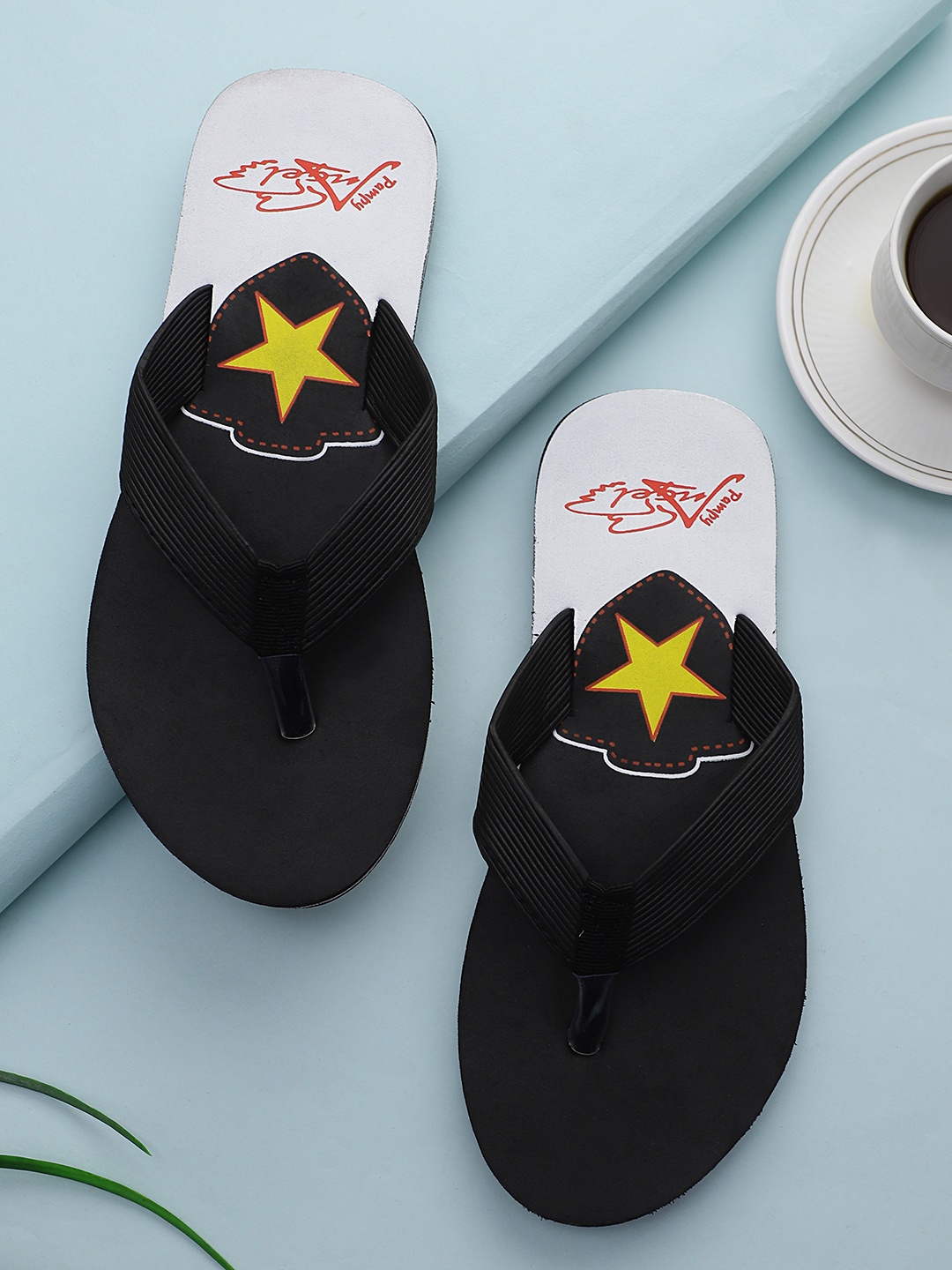 

Pampy Angel Men Black & White Printed Rubber Thong Flip-Flops