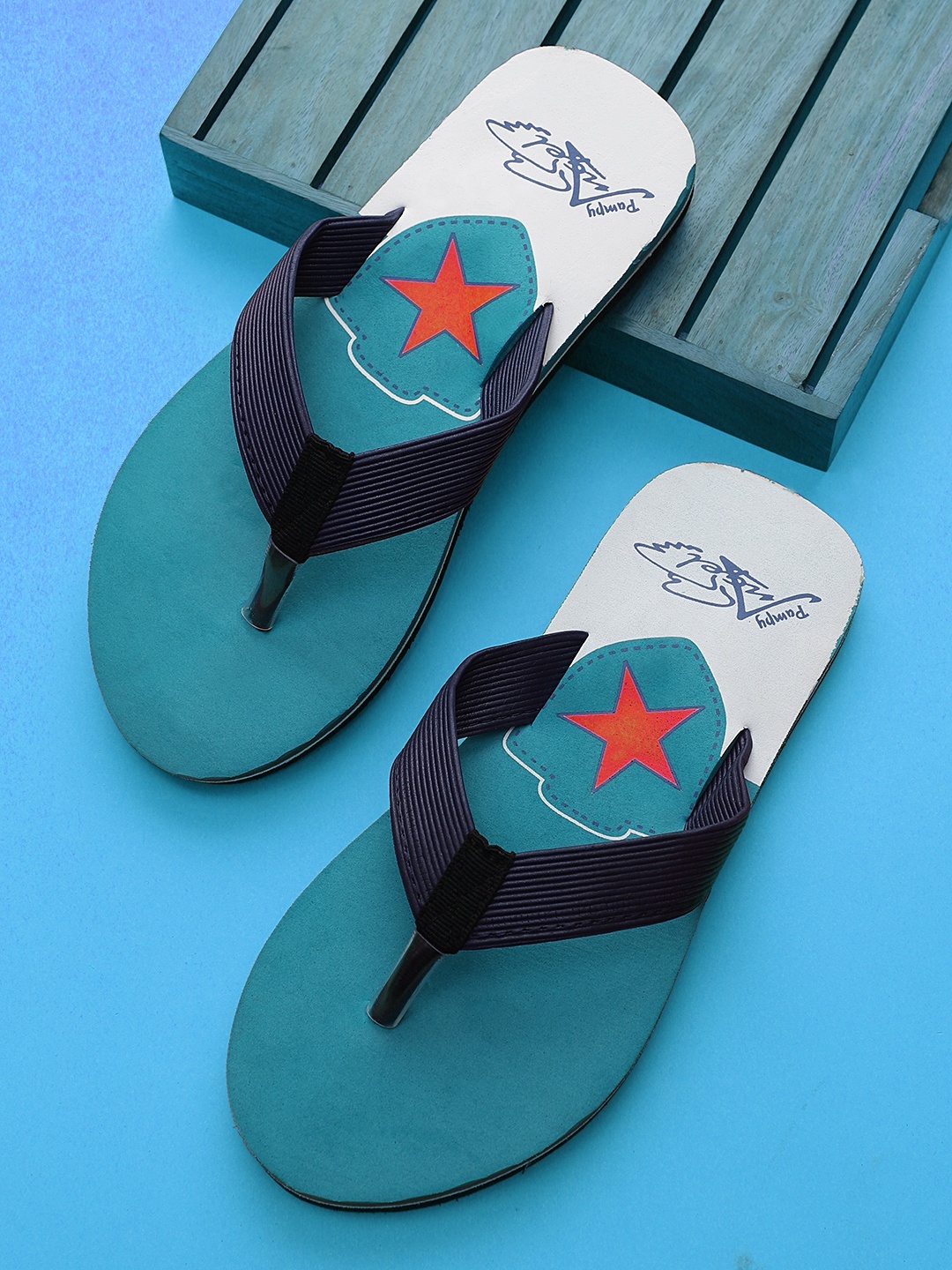 

Pampy Angel Men Green Printed Thong Flip-Flops