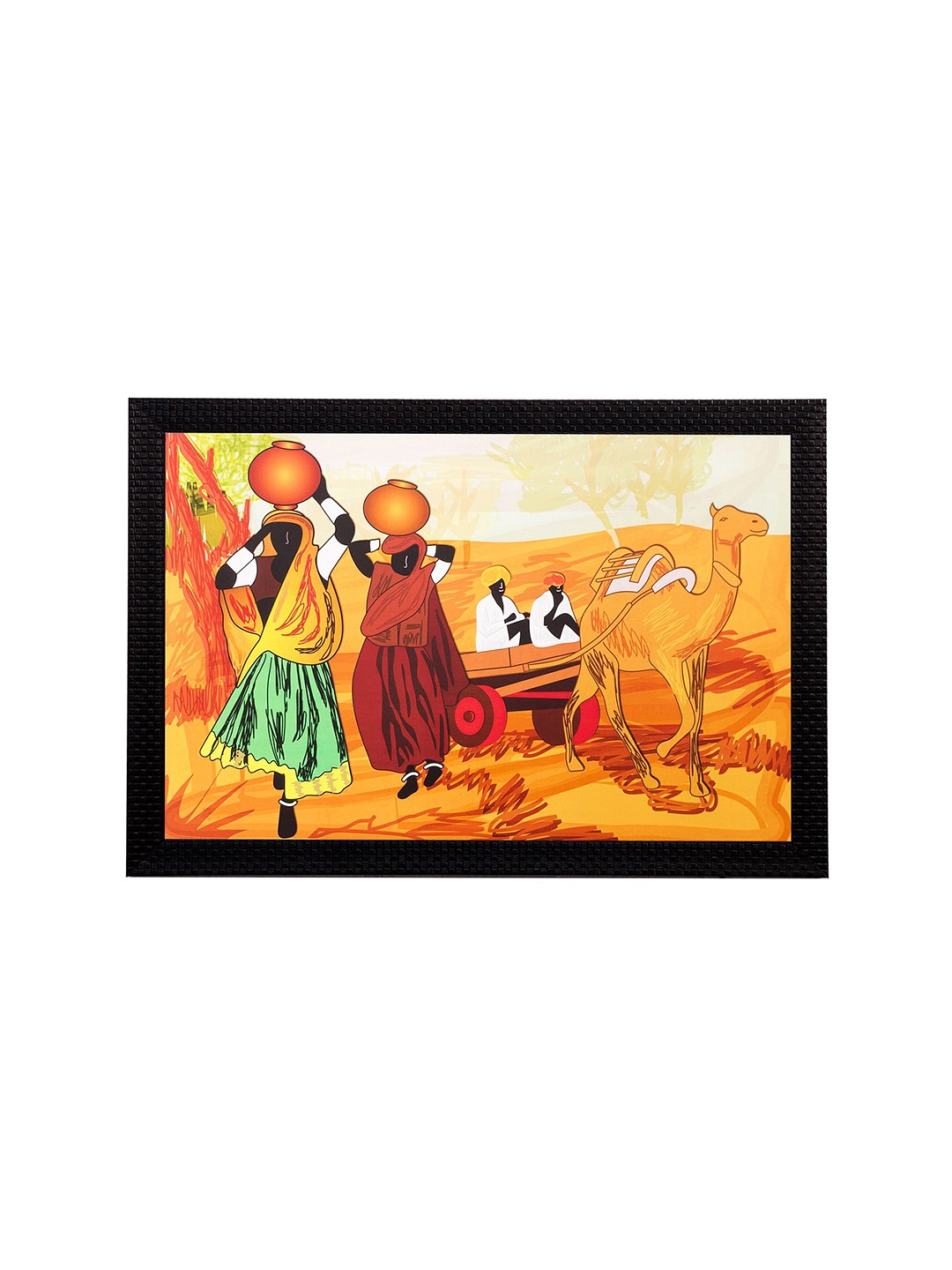

eCraftIndia Multicoloured Village View Matt Texture Wall Art, Multi