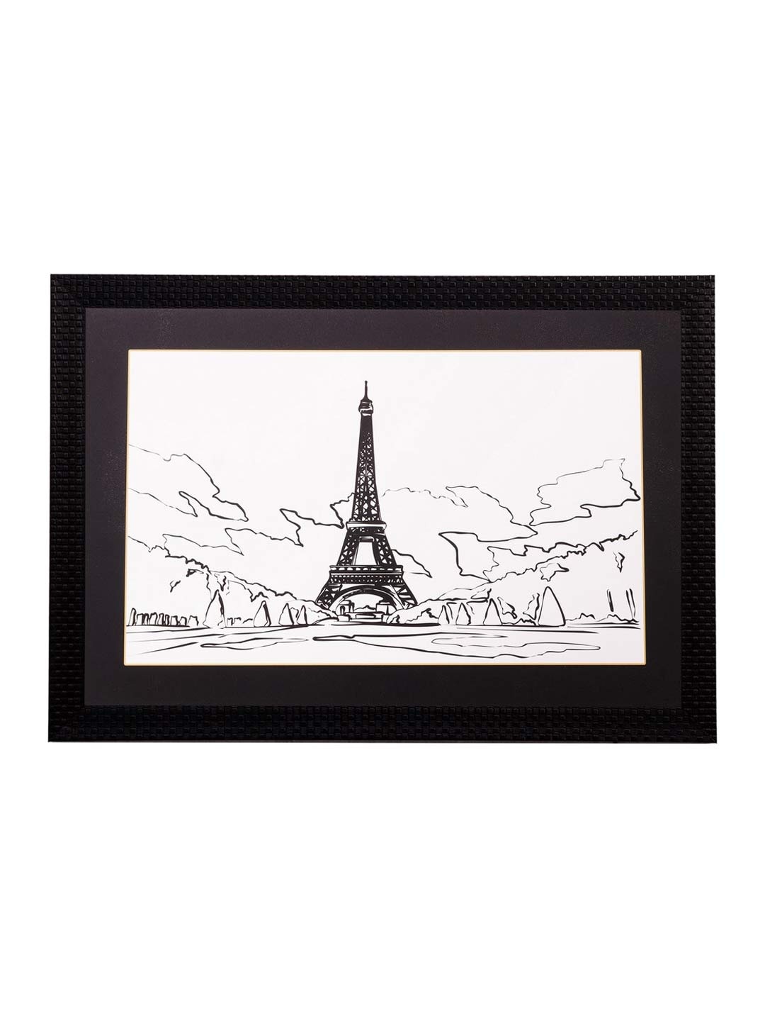 

eCraftIndia Black & White Lovely Eiffel Tower Matt Textured Wall Art