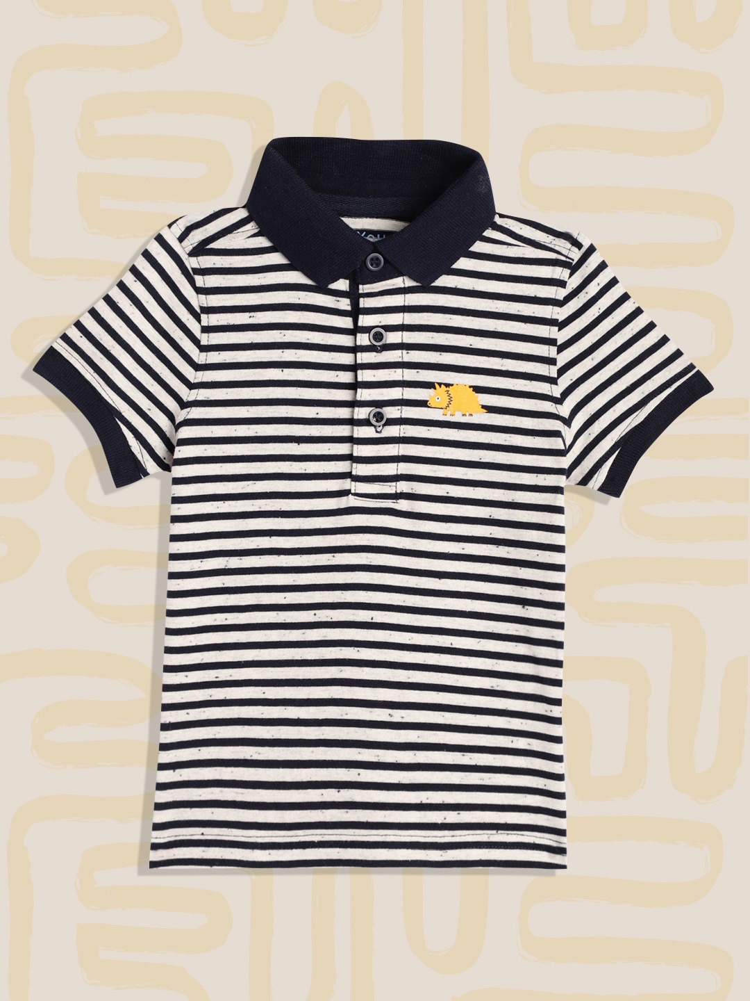 

mothercare Infant Boys Navy Blue & White Striped Polo Collar T-shirt