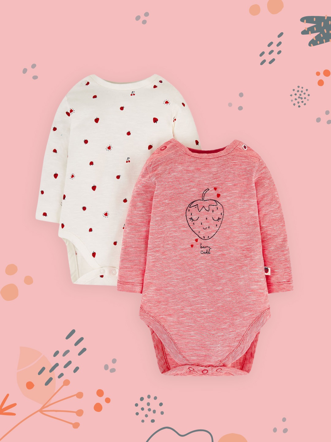 mothercare Infant Girls Pack of 2 Printed Bodysuits, White
