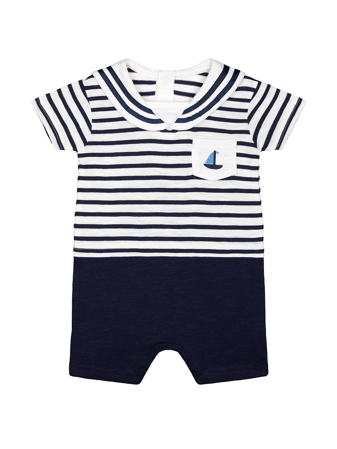 

mothercare Infant Boys Navy Blue & White Cotton Striped Rompers