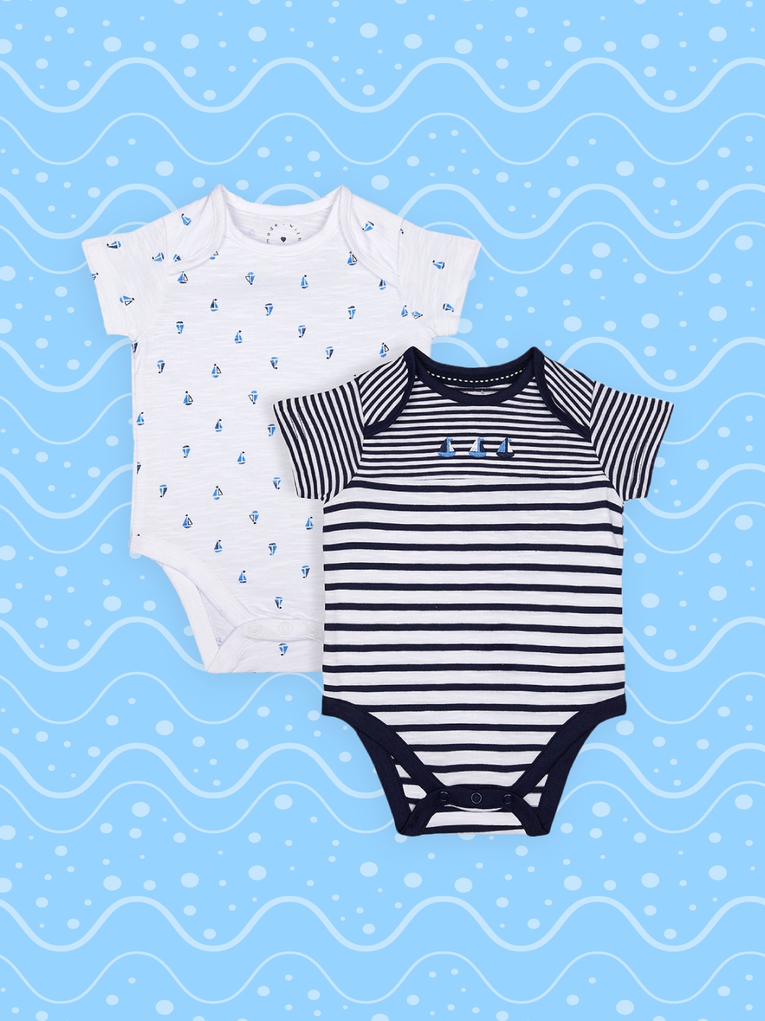

mothercare Infant Boys Pack of 2 Bodysuits, Navy blue