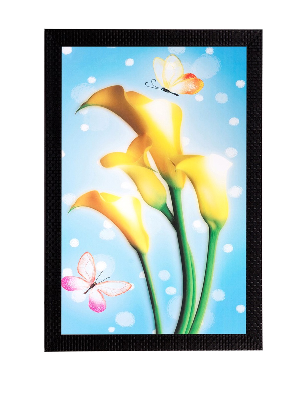 

eCraftIndia Yellow & Blue Flowers UV Framed Wall Art