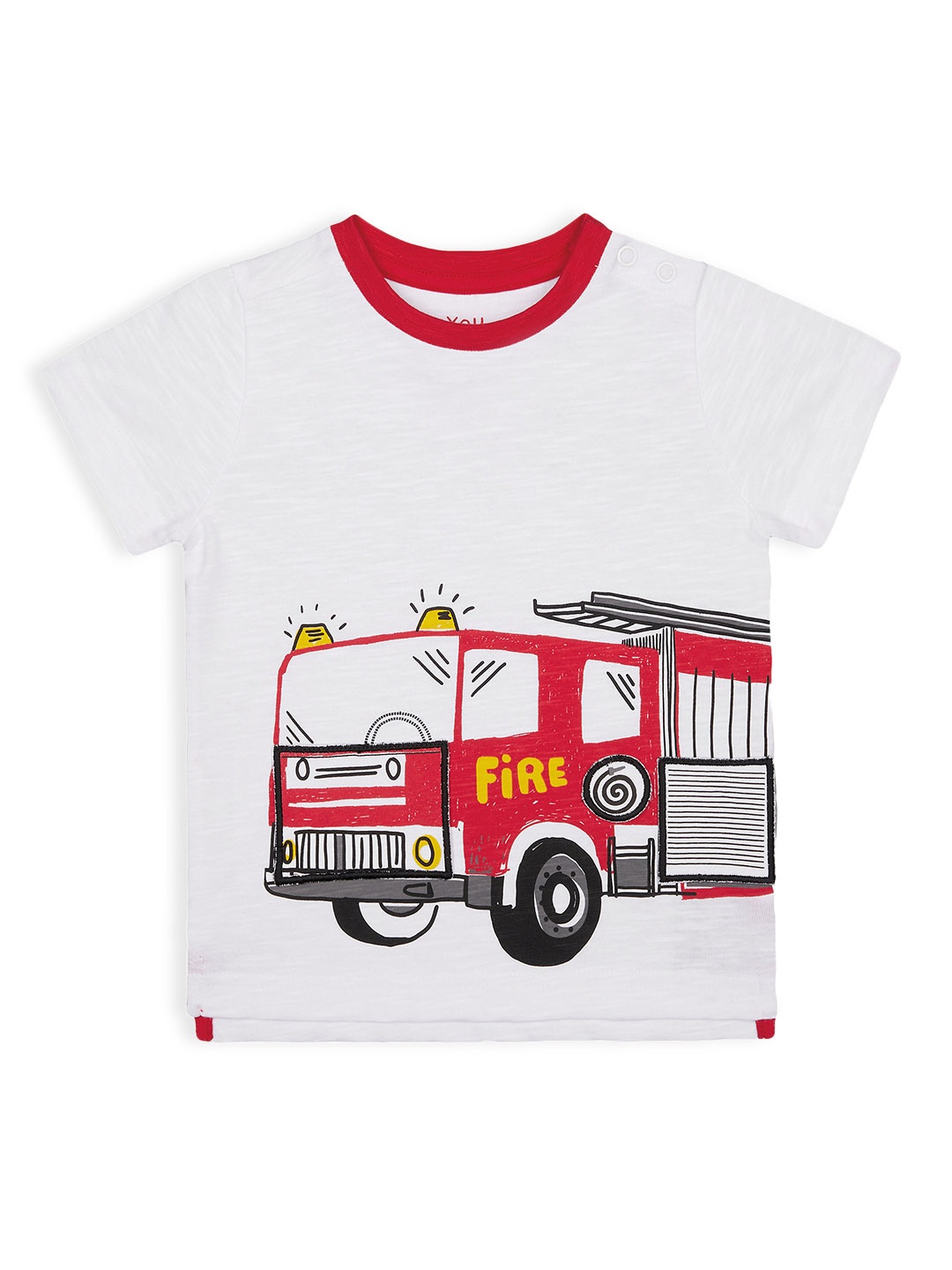 

mothercare Infant Boys White Fire Engine Print Pure Cotton T-shirt