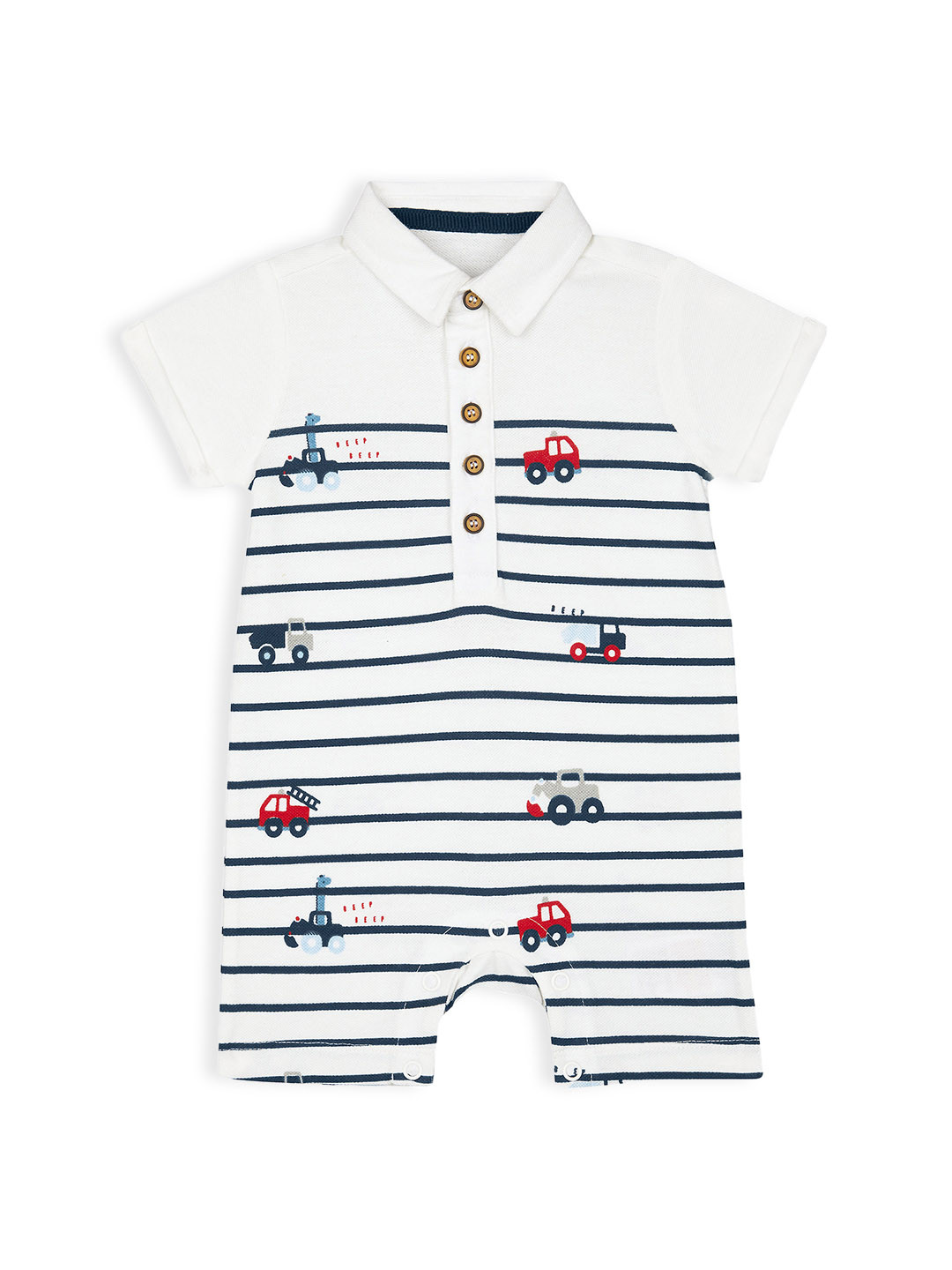 

mothercare Boys White Striped Pure Cotton Rompers