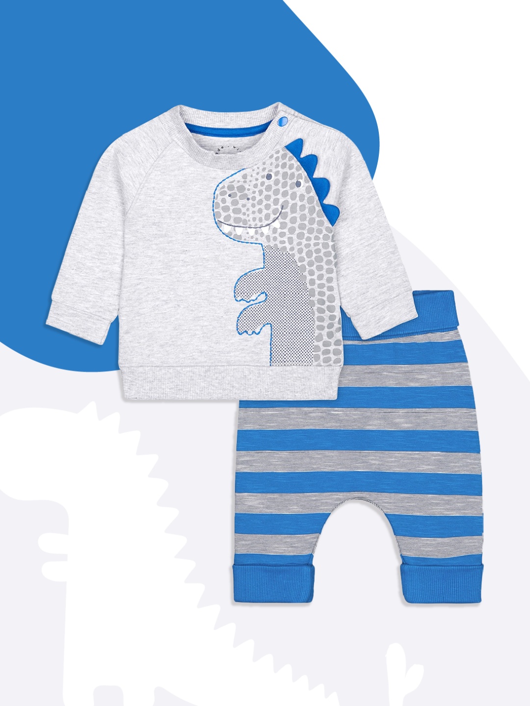 

mothercare Boys Blue & Grey Printed T-shirt with Trousers