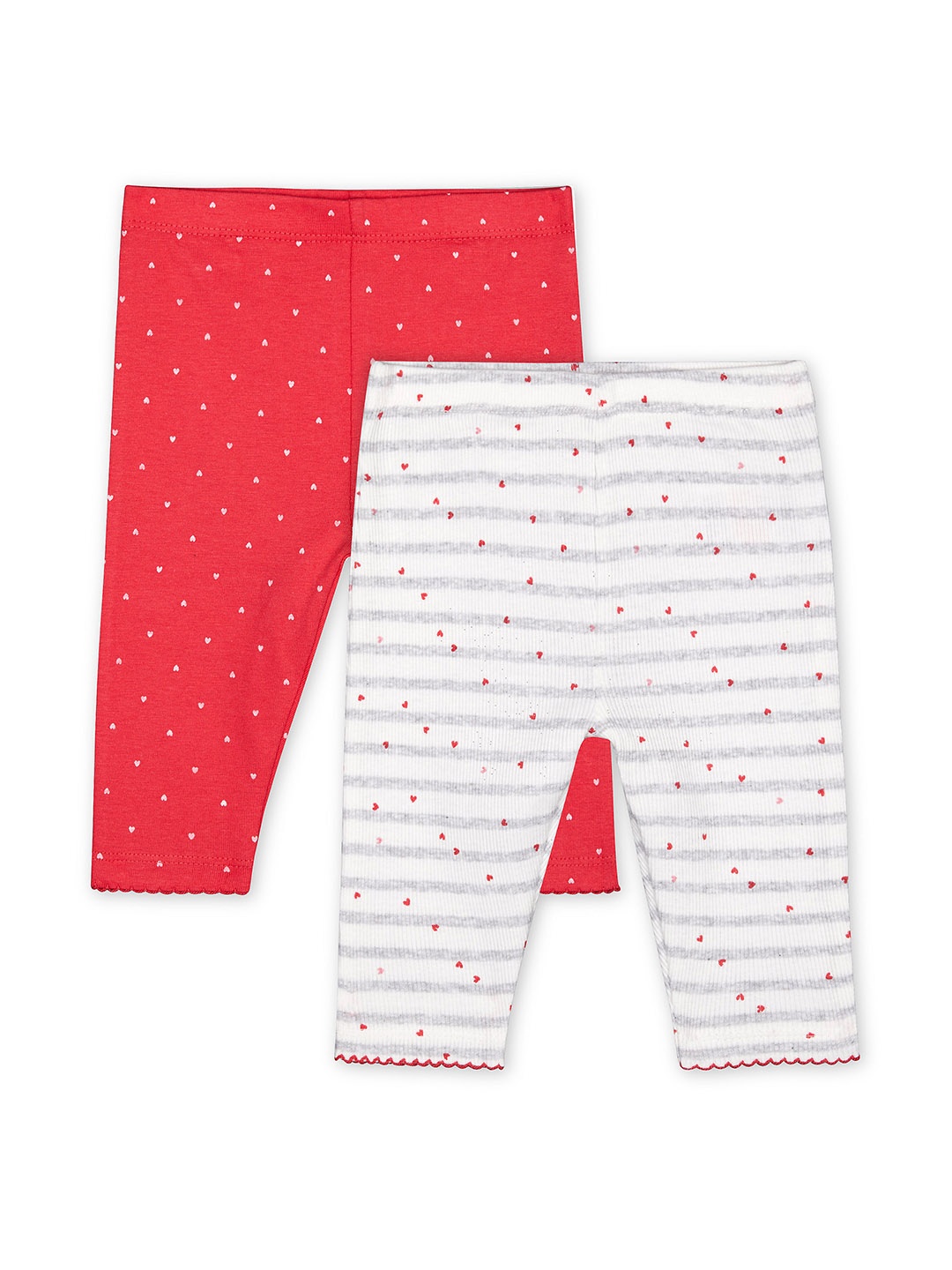 

mothercare Infant Girls Pack of 2 Pure Cotton Leggings in Magenta & White