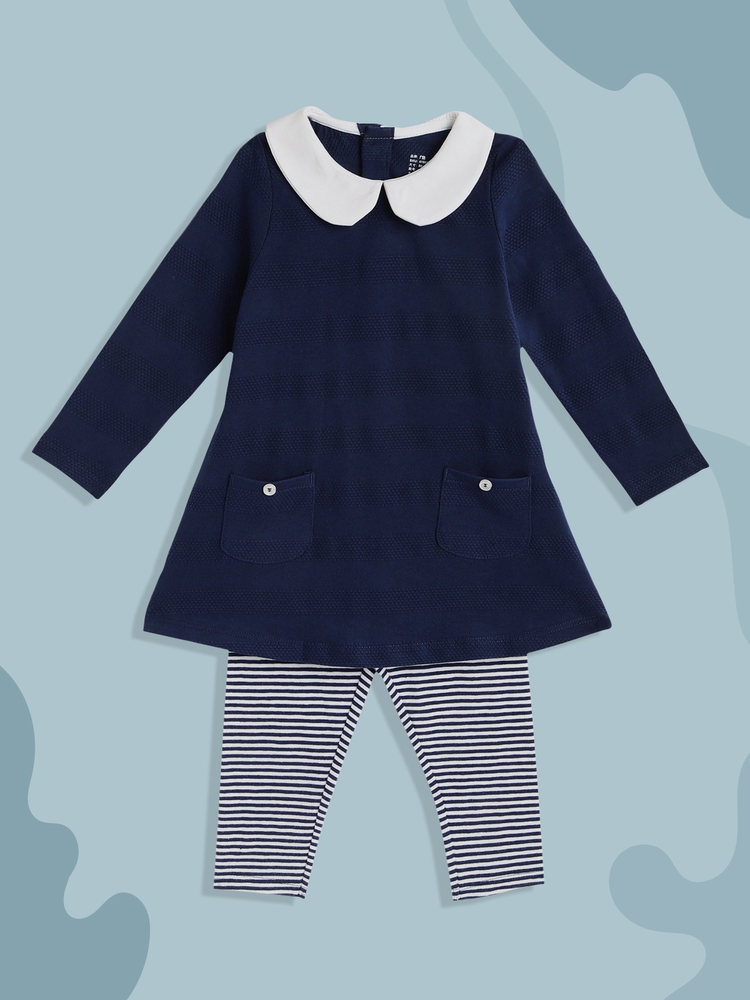 

mothercare Girls Navy Blue A-Line Dress With Leggings