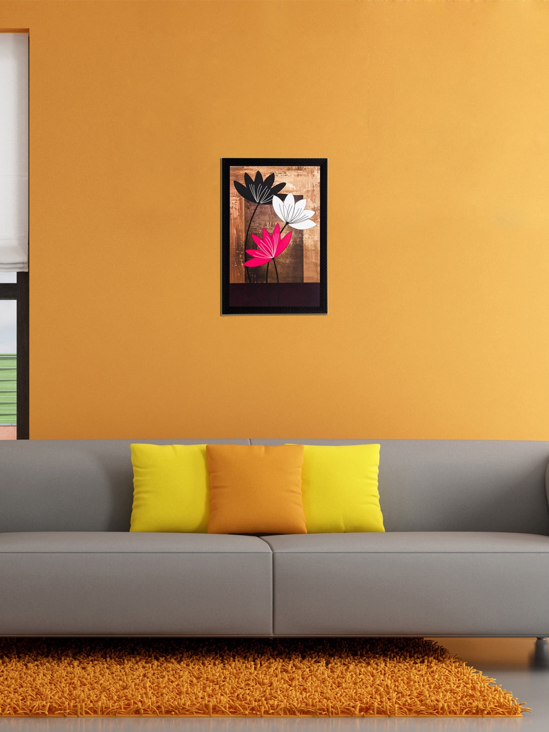 

eCraftIndia Multicoloured Floral UV Framed Wall Art, Multi
