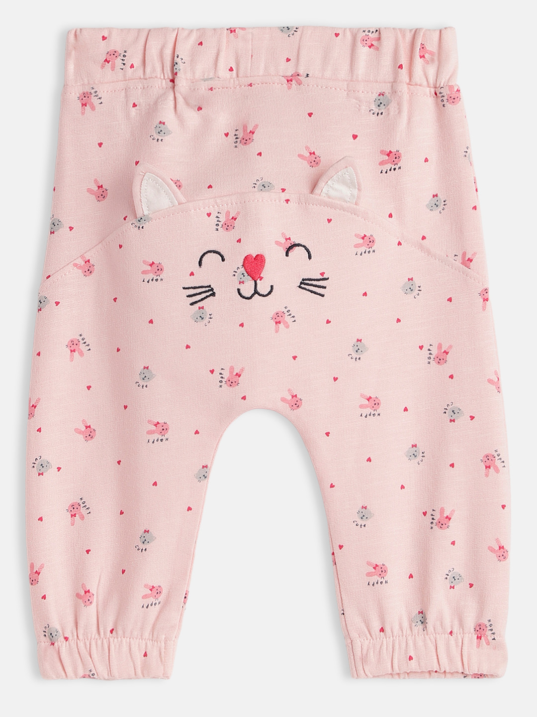 

mothercare Infant Girls Pink Cat Embroidery Regular Fit Pure Cotton Joggers