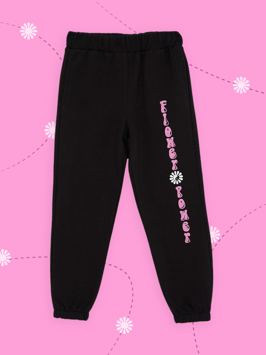 

DeFacto Girls Black & Pink Solid Joggers with Printed Detail