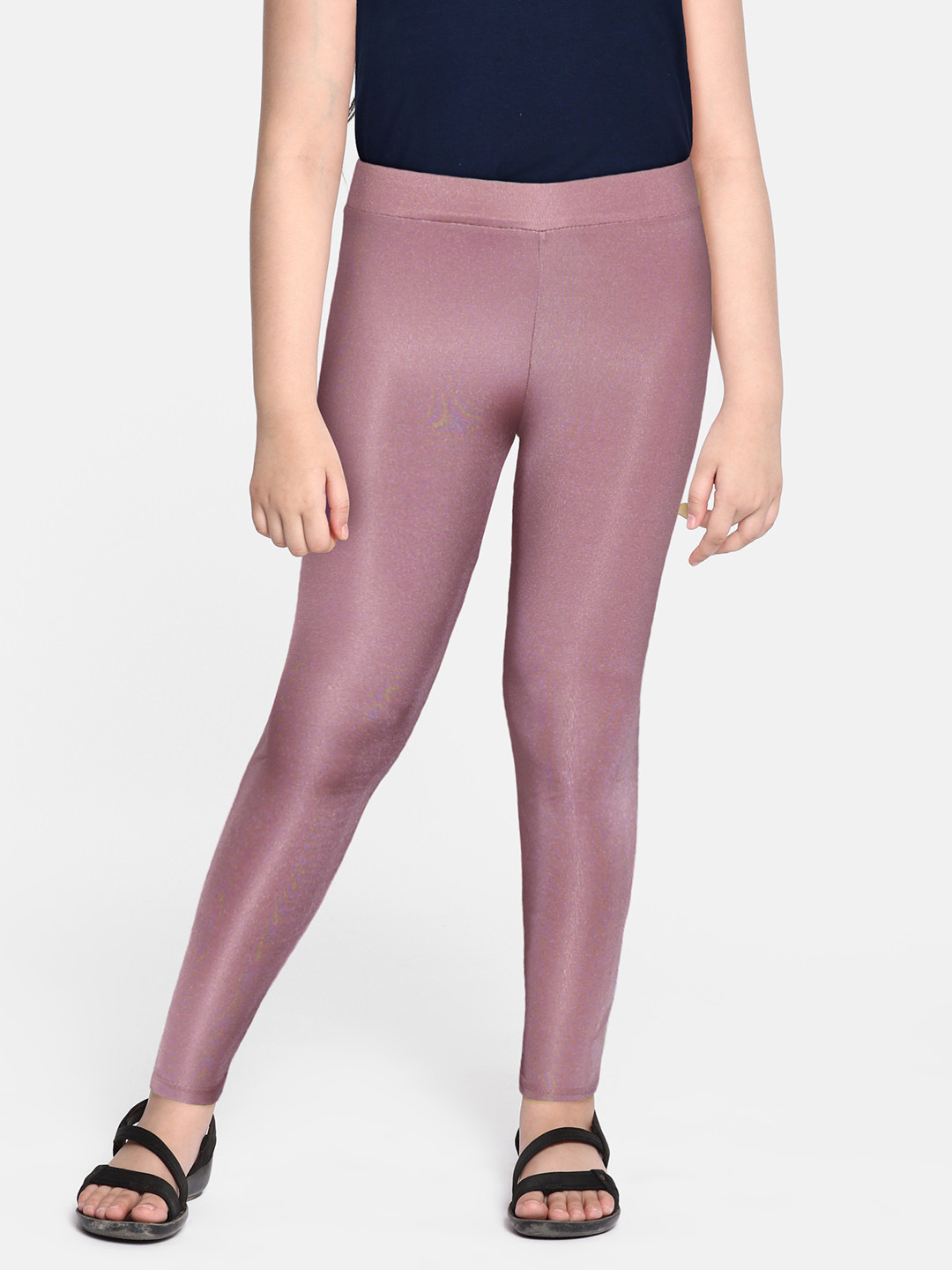 

DeFacto Girls Mauve Solid Cotton Ankle-Length Leggings