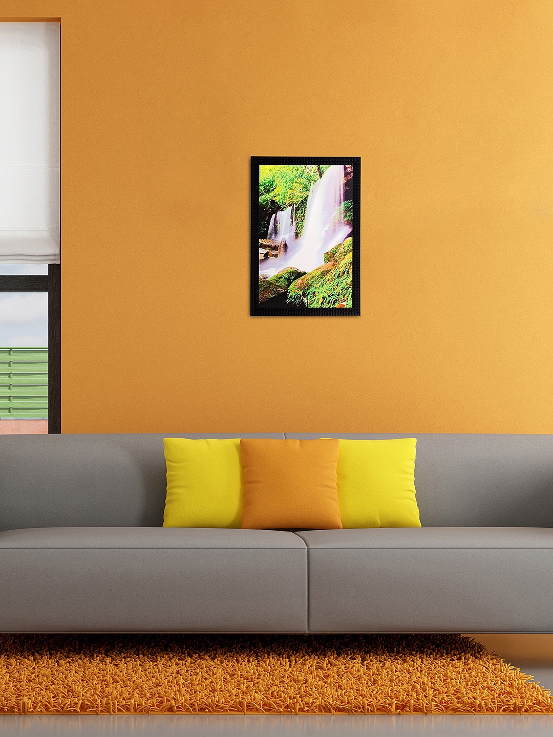 

eCraftIndia Multicoloured Waterfall Satin Matte Texture Framed UV Wall Art, Multi