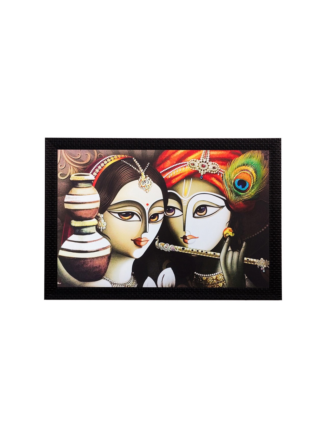 

eCraftIndia Multicoloured Radha Krishna Matt Textured Wall Art, Multi
