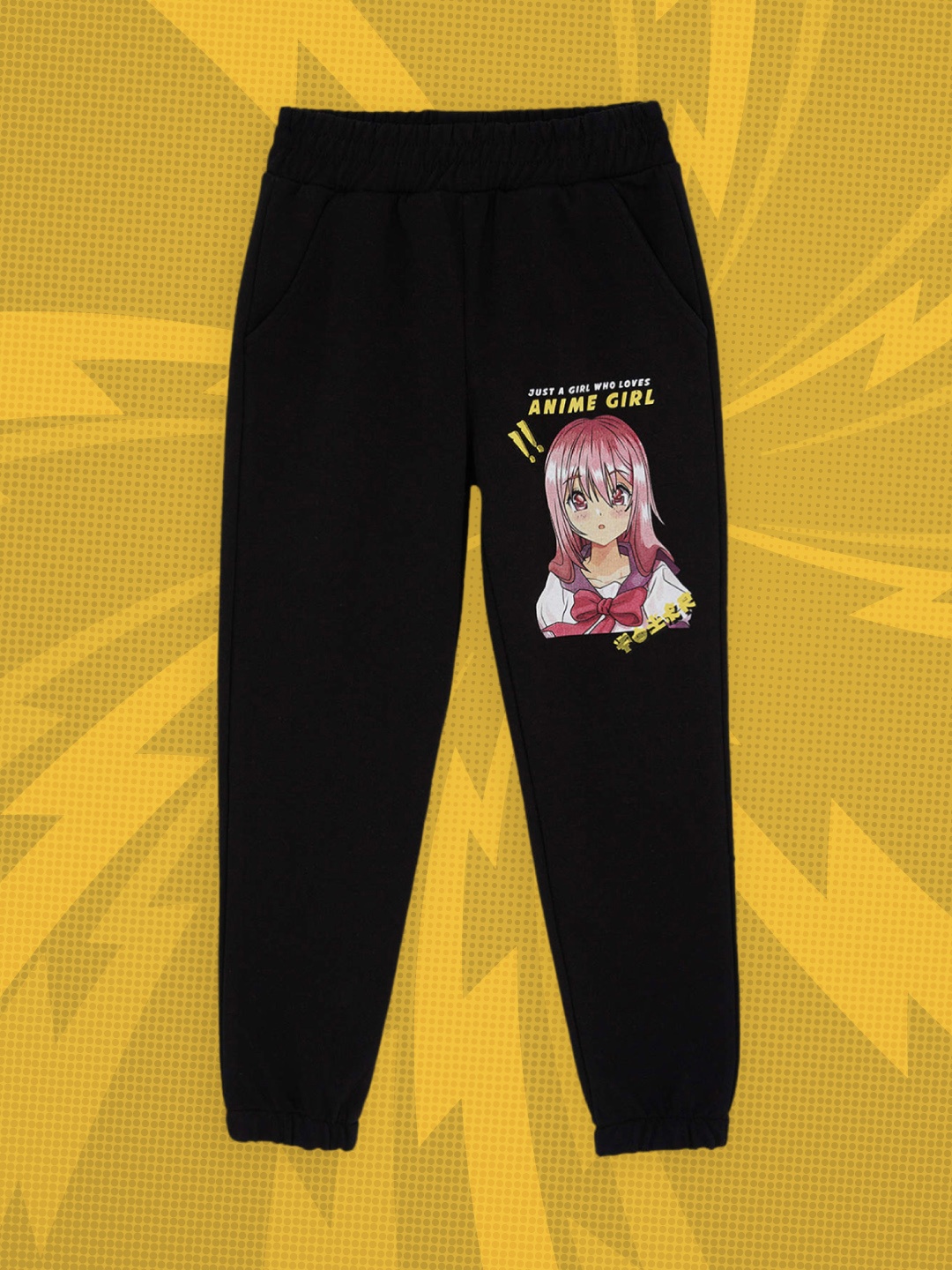 

DeFacto Girls Black & Pink Anime Printed Joggers