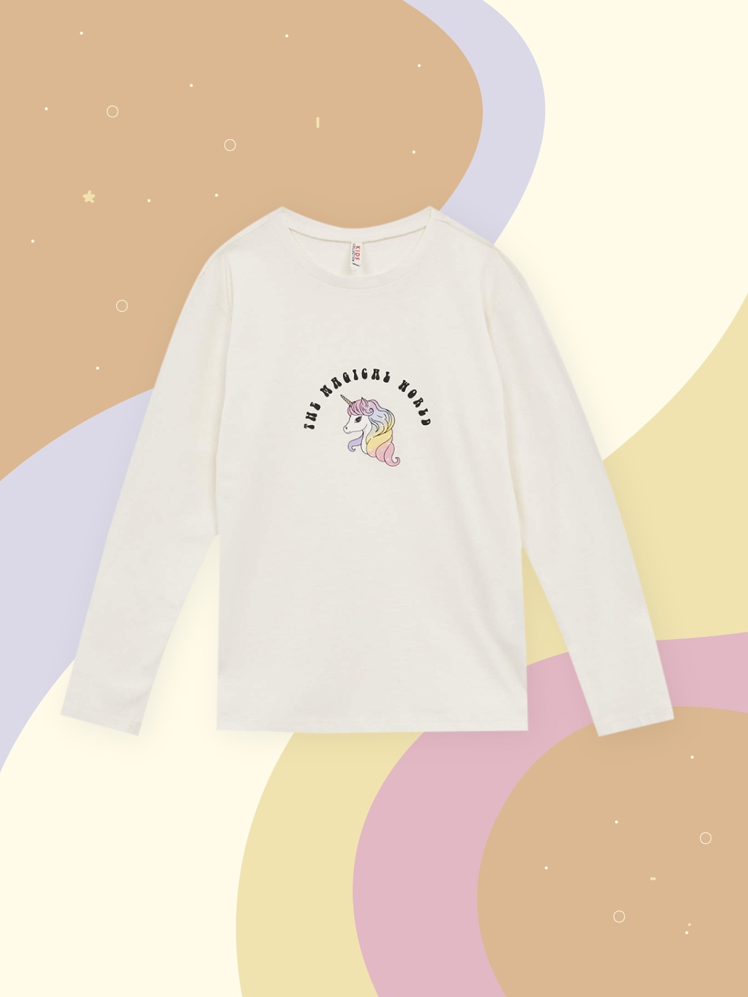 

DeFacto Girls Off White Unicorn Printed Cotton T-shirt