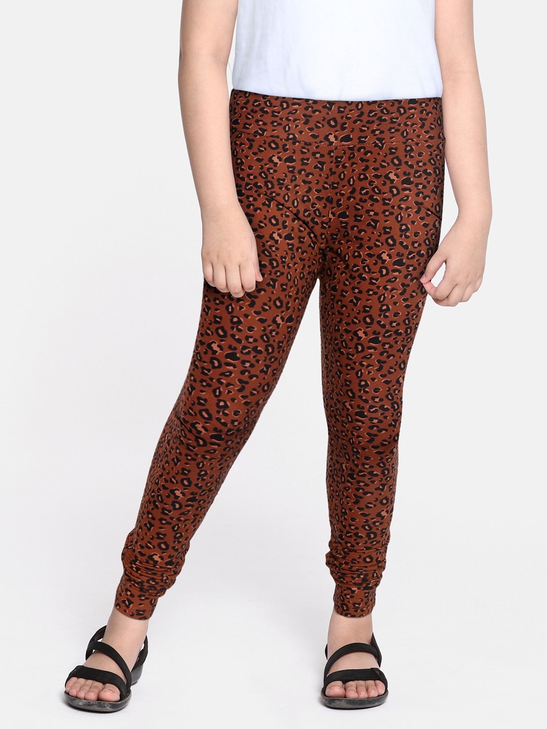 

DeFacto Girls Rust Orange & Black Animal Print Ankle Length Leggings