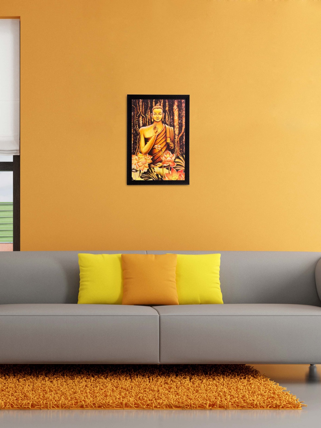 

eCraftIndia Multicoloured Lord Buddha UV Wall Art, Multi