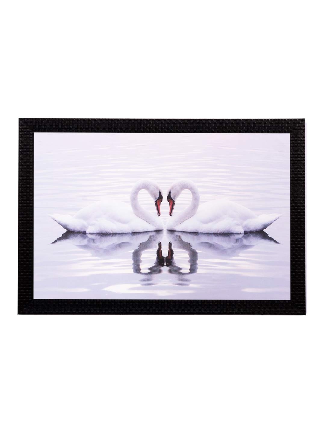 

eCraftIndia Grey & White Loving Swans Matt Textured Wall Art