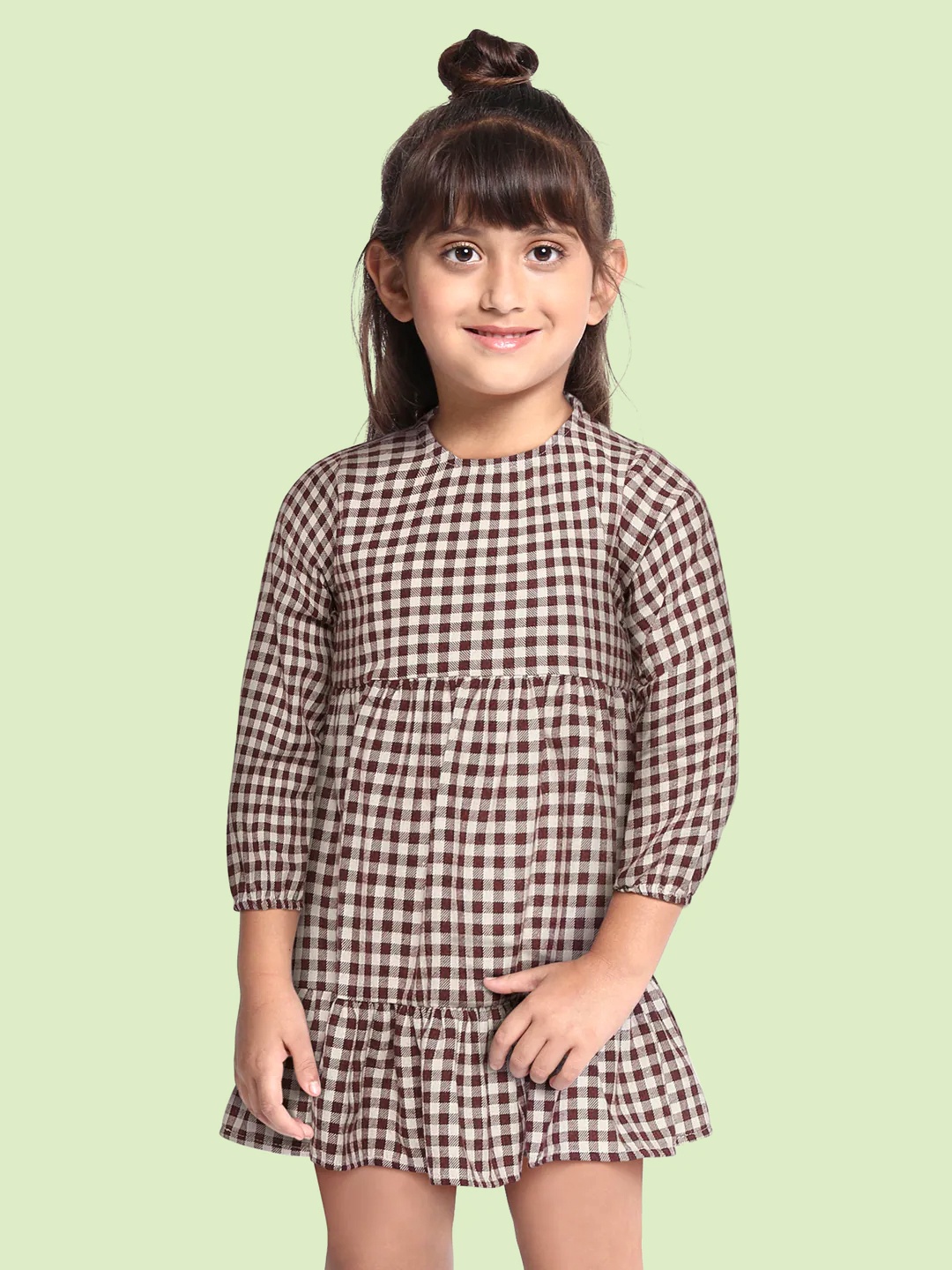 

DeFacto Girls Maroon & White Checked Fit & Flare Dress