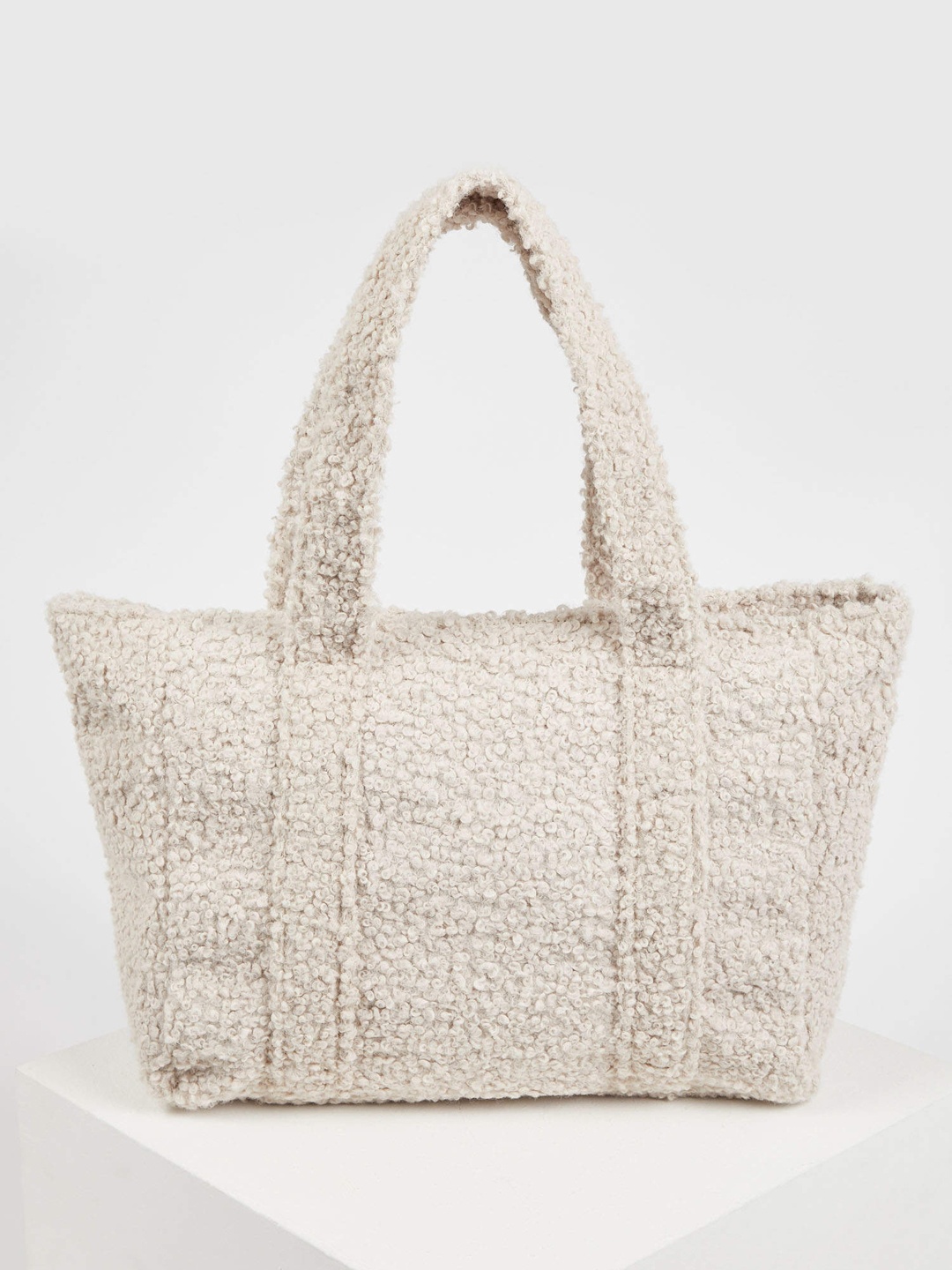 

DeFacto Off White Structured Shoulder Bag with All Over Sherpa Detail
