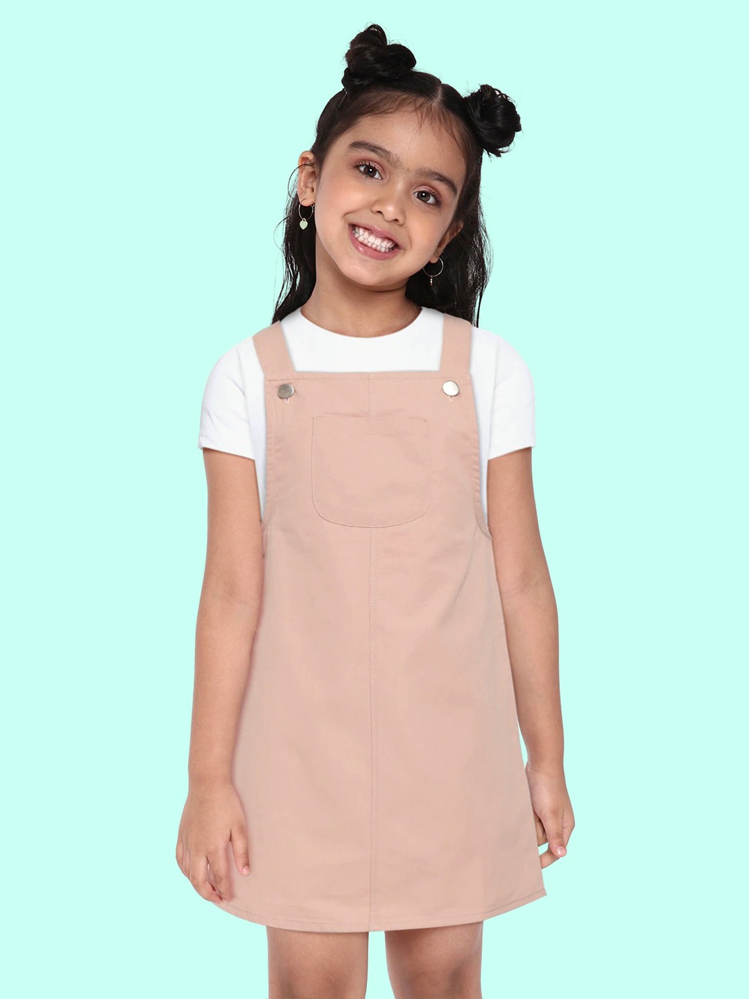 

DeFacto Peach-Coloured Pure Cotton Pinafore Dress