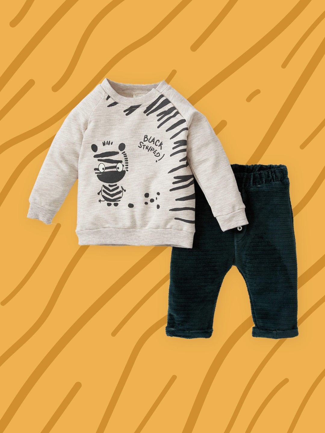 

DeFacto Boys Off-White & Green Printed Sweatshirt with Pyjamas