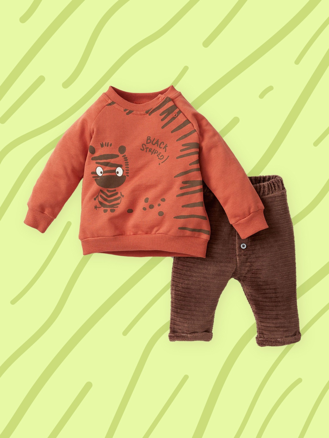 

DeFacto Boys Orange & Brown Printed Sweatshirt with Pyjamas