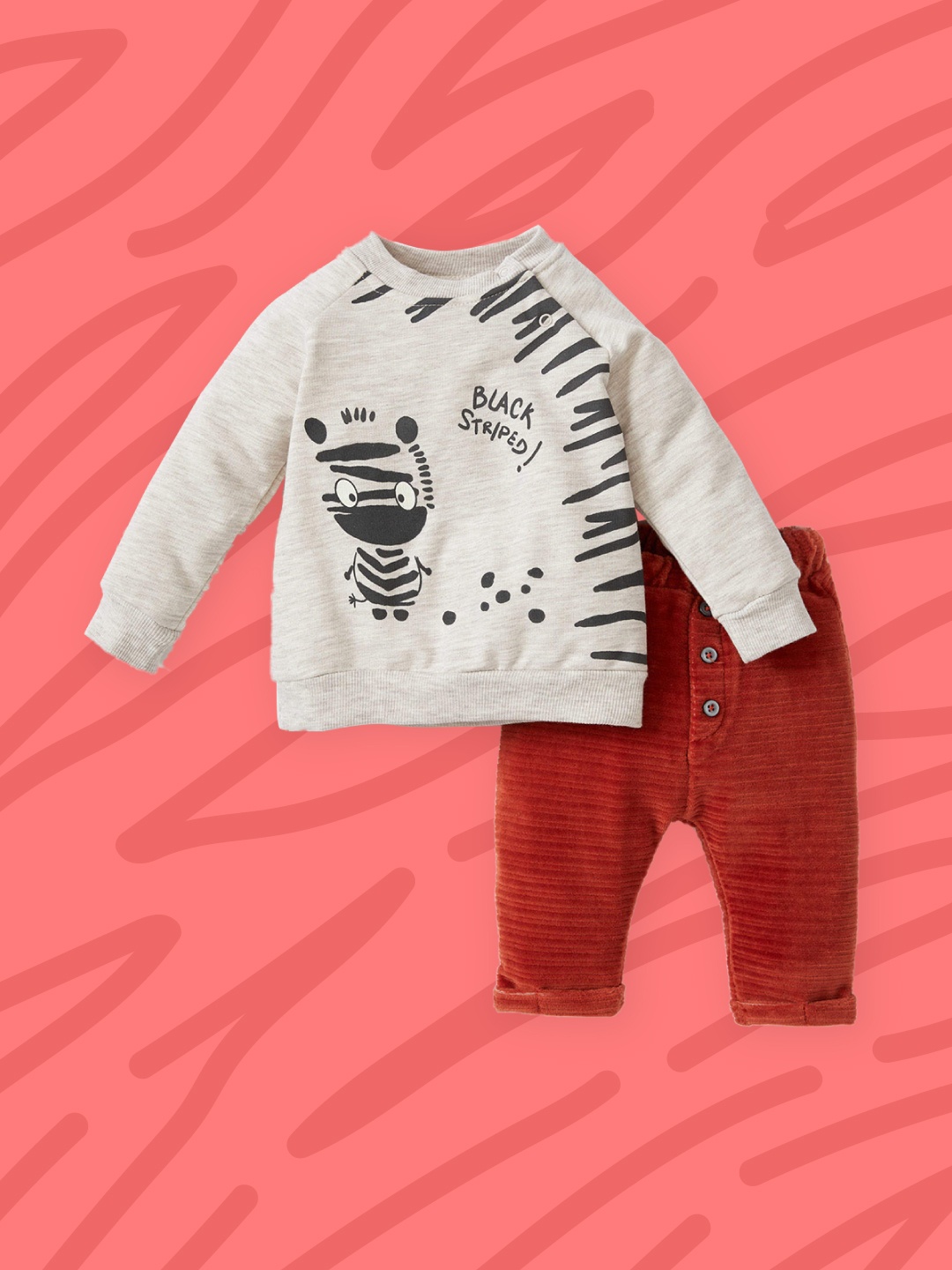 

DeFacto Boys Off-White & Orange Printed Sweatshirt with Pyjamas