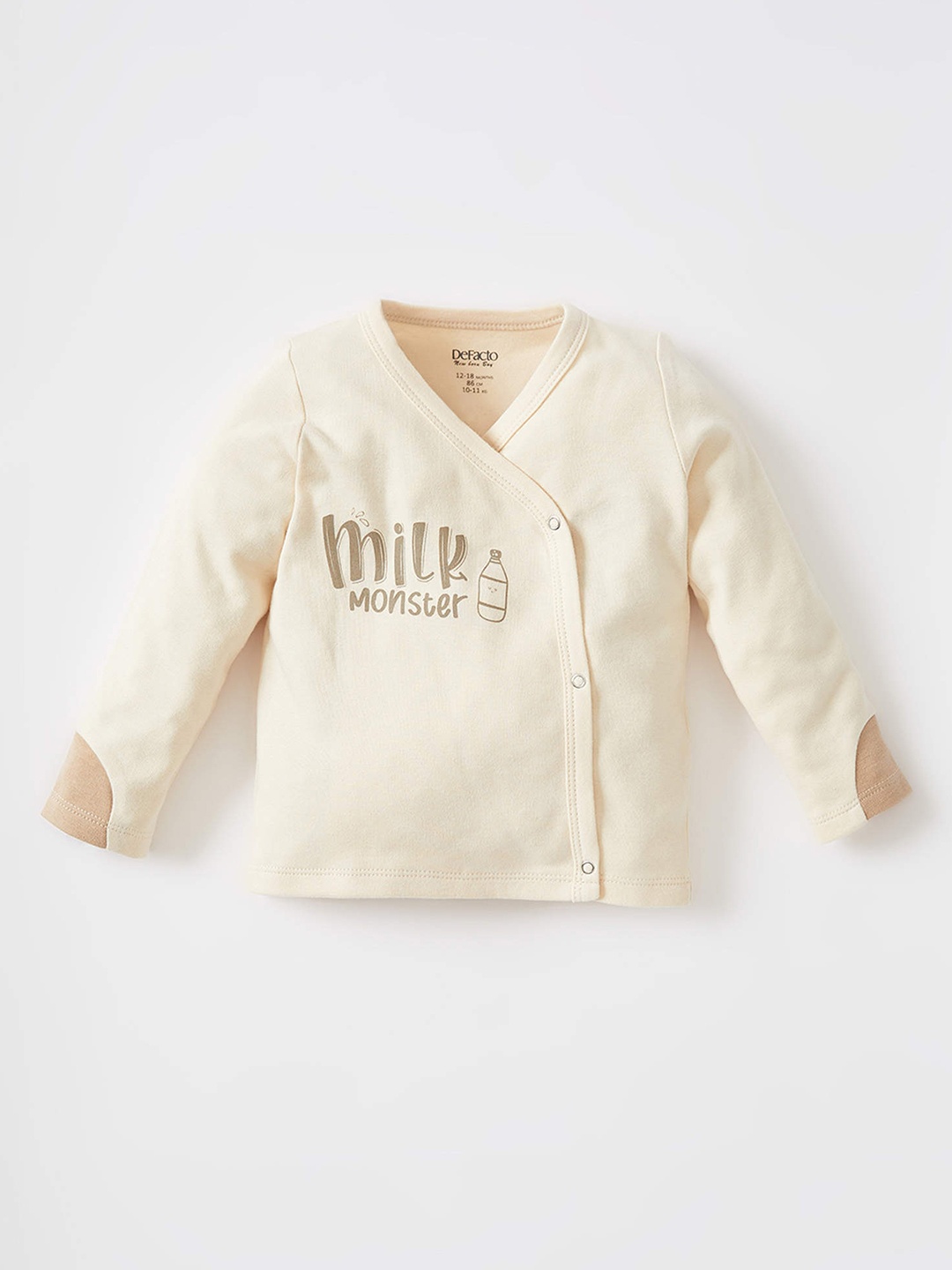

Defacto Boys Beige & Brown Pure Cotton Typography Print Jhabla