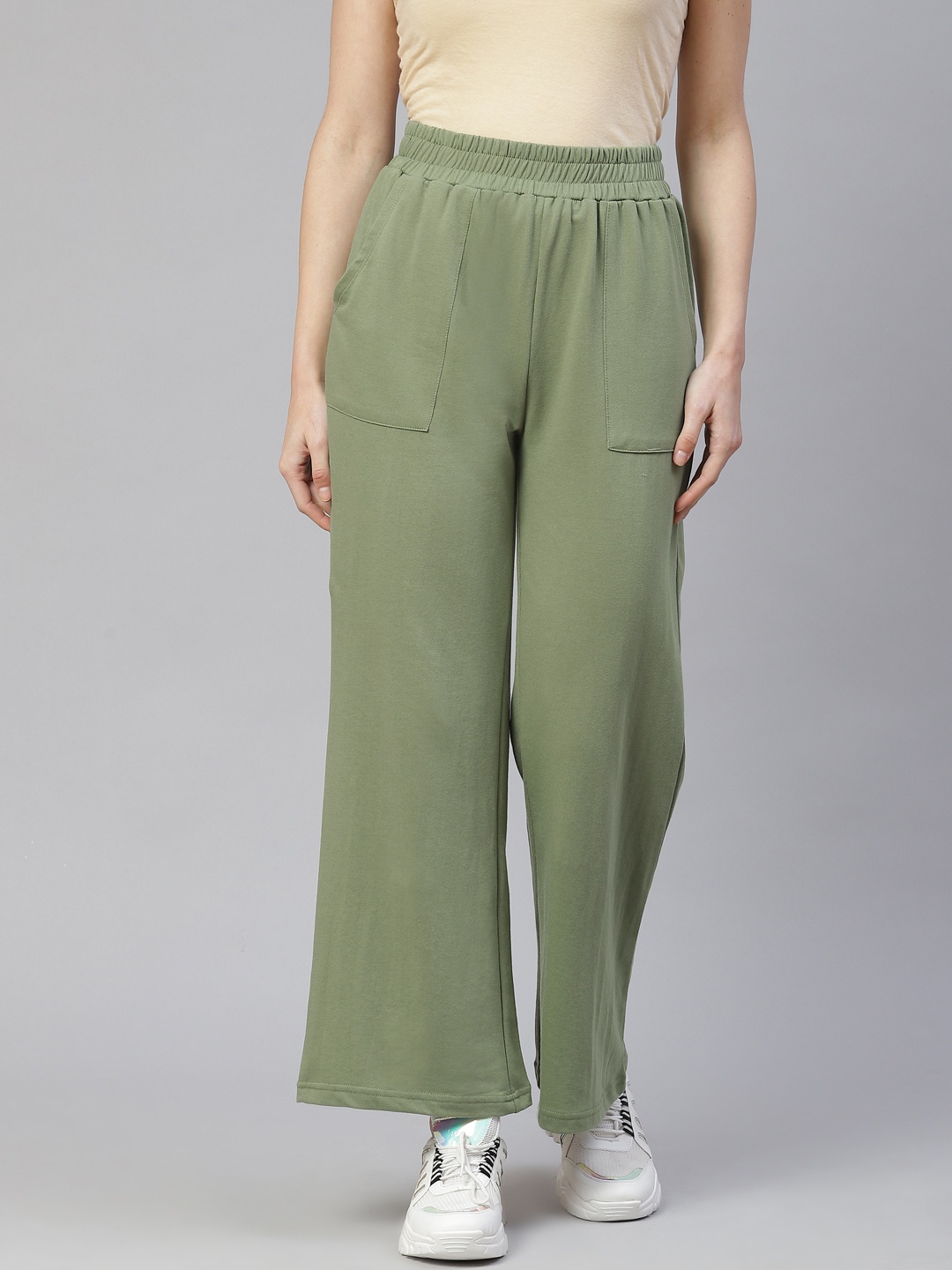 

Laabha Women Olive Green Solid Track Pants