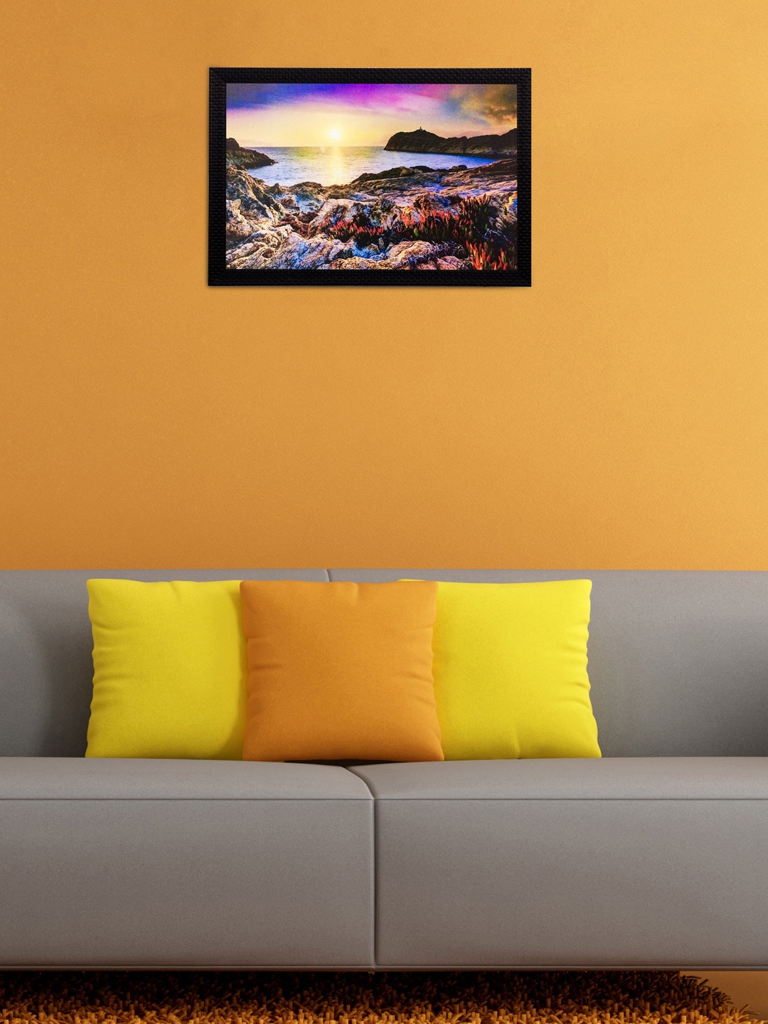 

eCraftIndia Multicoloured Sunset View Matt Texture Wall Art, Multi