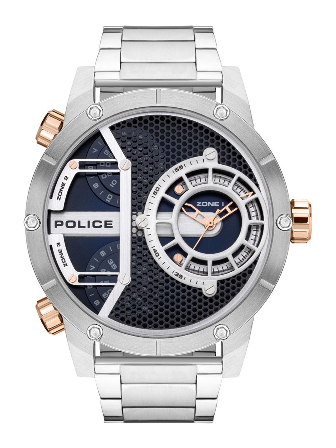 

Police Men Blue Skeleton Dial & Silver Toned Leather Bracelet Style Straps Analogue Watch PLPEWJG2118104