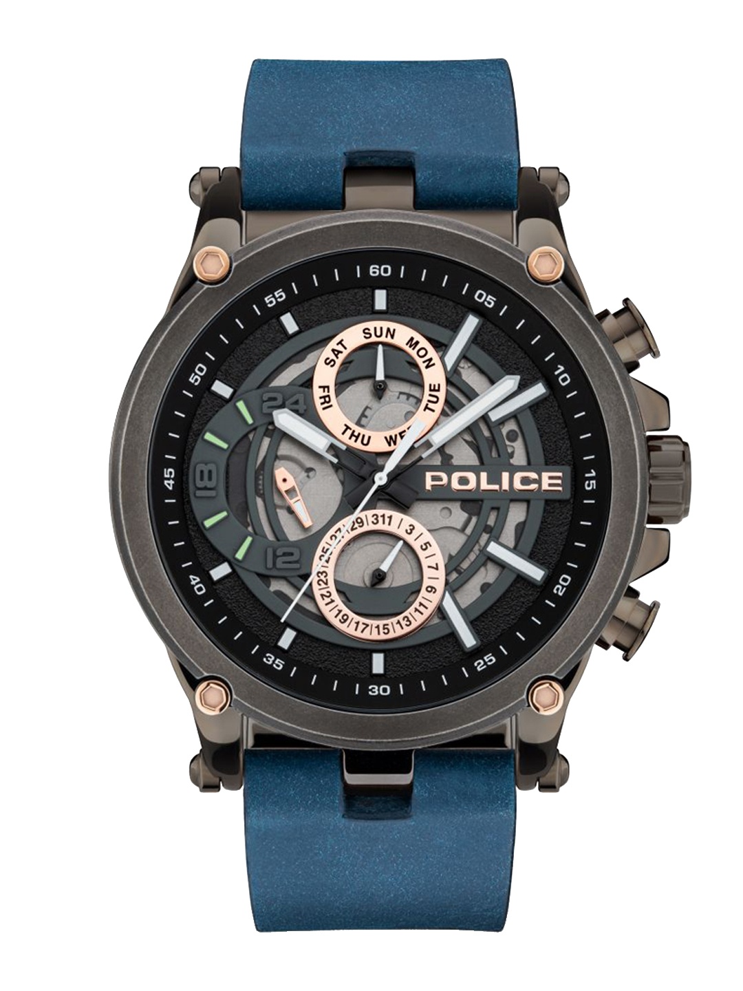 

Police Men Green Dial Leather Straps Analogue Watch PLPEWJF2108602, Blue