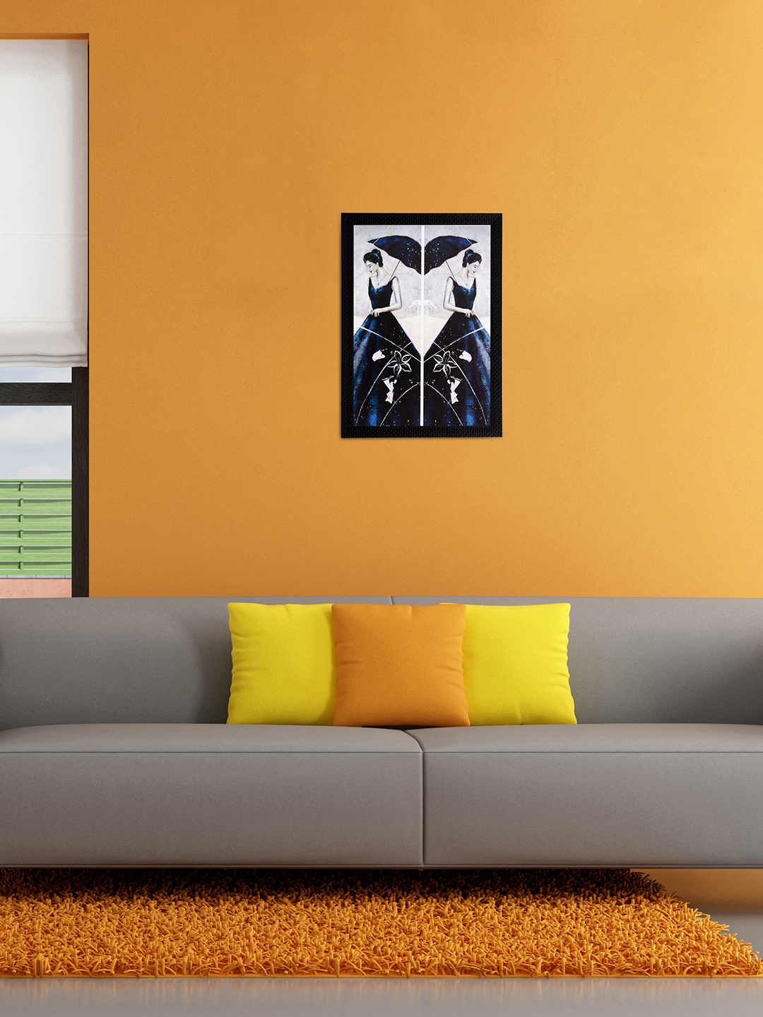 

eCraftIndia Multicoloured Woman Mirror Image View Matt Texture Wall Art, Multi