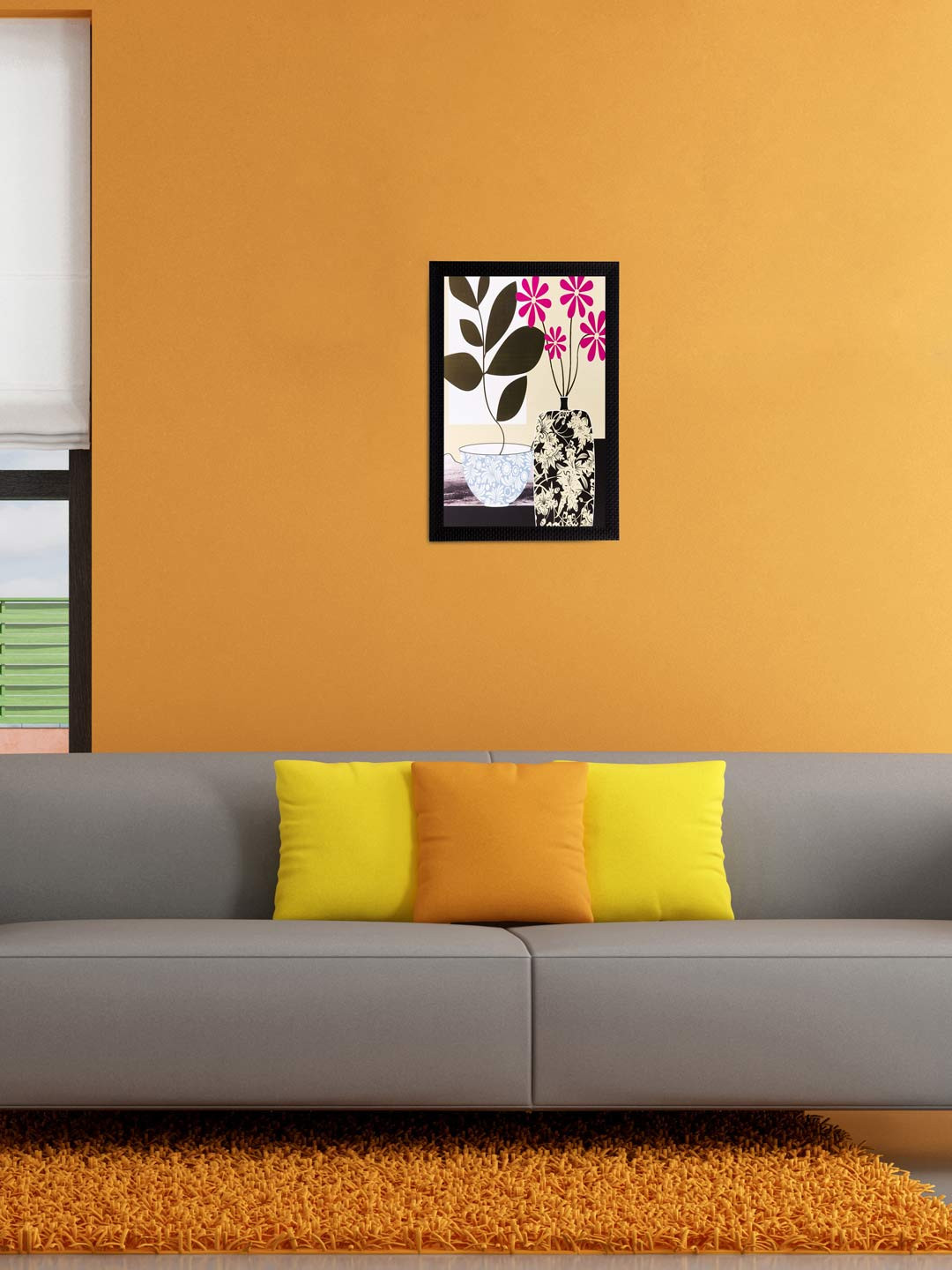 

eCraftIndia Multicoloured Flower UV Framed Wall Art, Multi