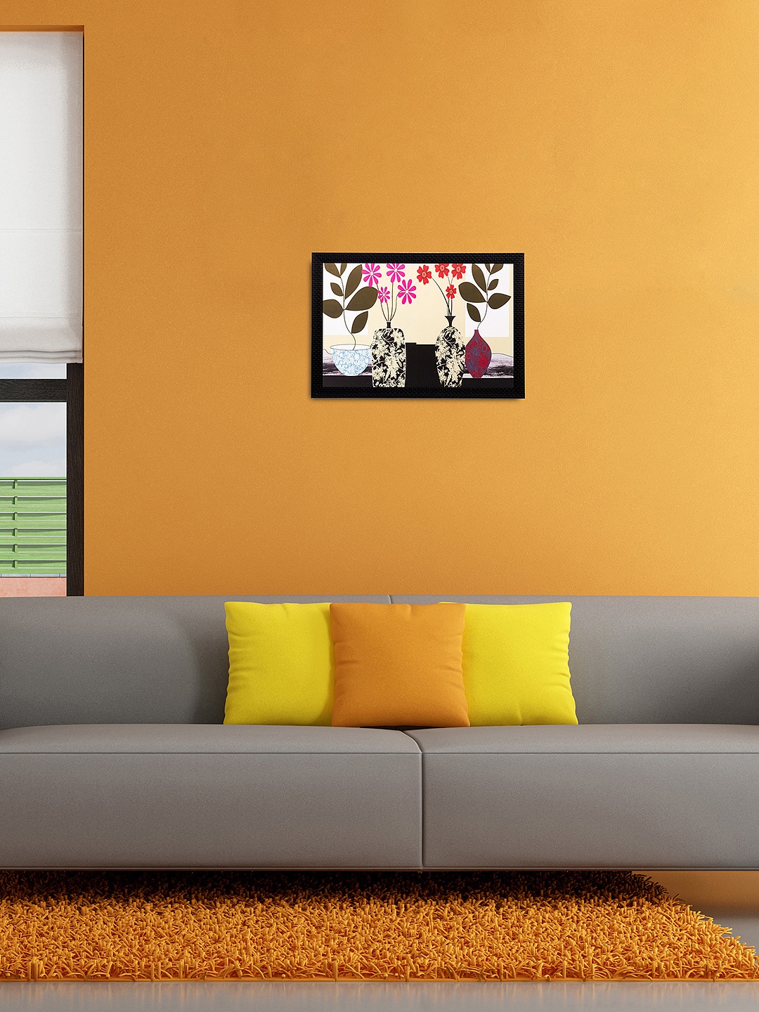 

eCraftIndia Multicoloured Botanical UV Wall Art, Multi
