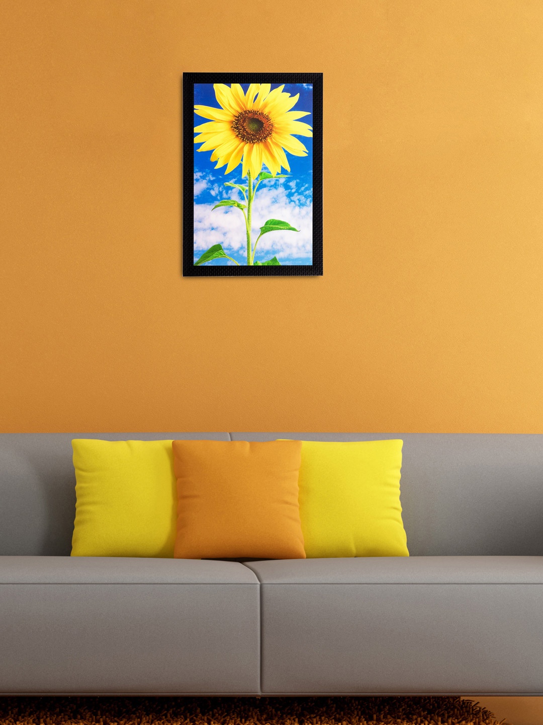 

eCraftIndia Yellow & Blue Sunflower UV Framed Wall Art