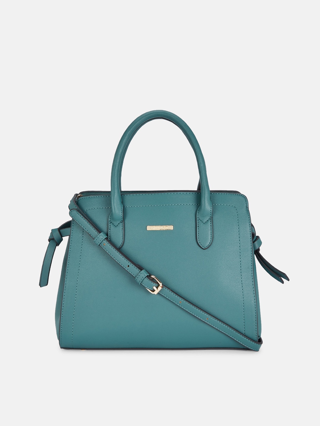 

Forever Glam by Pantaloons Teal Blue Structured Handheld Bag