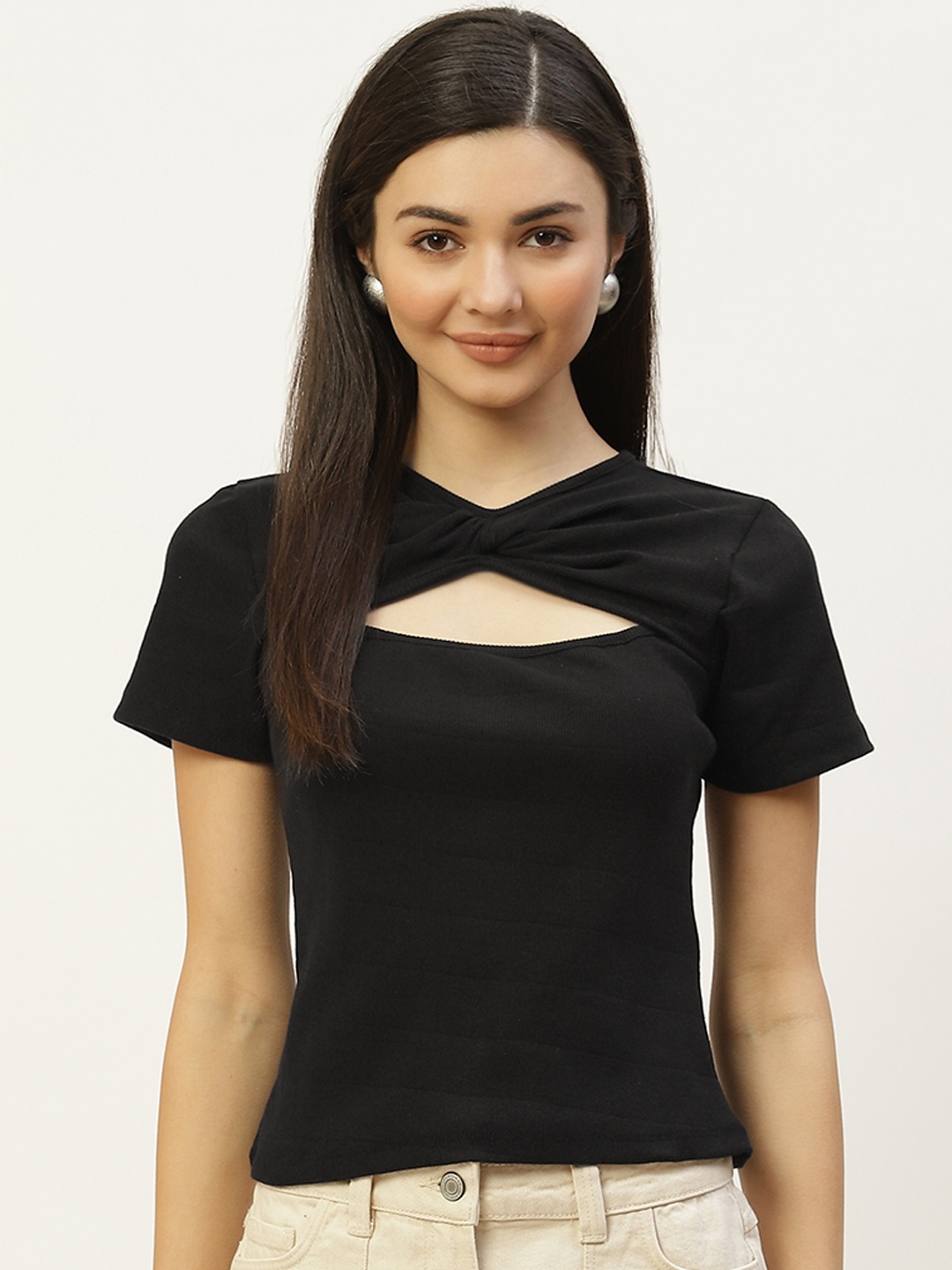 

Off Label Black Crop Top With Cut Out Detail